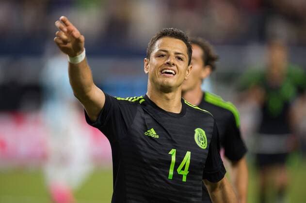 Festejo de Javier Hernandez de Mexico 0-1. - Freundschaftsspiel Argentinien vs. Mexiko. Dallas