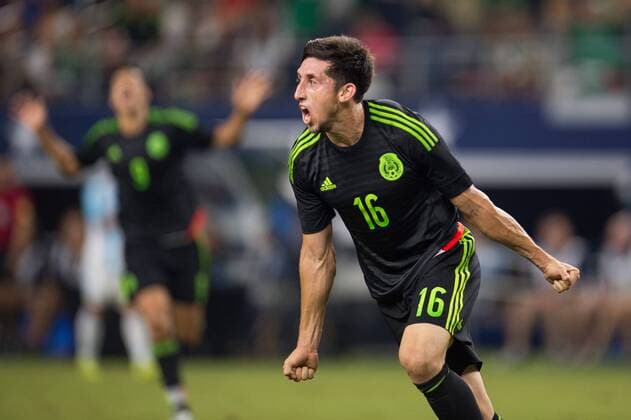 Festejo de Hector Herrera de Mexico 0-2. - Freundschaftsspiel Argentinien vs. Mexiko. Dallas
