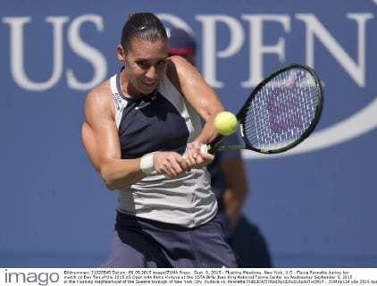 Sept. 9, 2015 - Flushing Meadows, New York, U.S - Flavia Pennetta during her match on Day Ten of the 2015 US Open with Petra Kvitova at the USTA Billie Jean King National Tennis Center on Wednesday September 9, 2015 in the Flushing neighborhood of the Queens borough of New York City. Kvitova vs. Pennetta - ZUMAp124