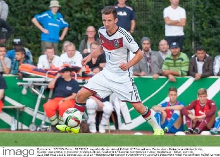 Aktuell Fußball, U17 Nationalteam, Deutschland - Italien Jannis Kübler (Kubler, Kuebler, Deutschland, 7) Freisteller, Einzelbild, Aktion, Fussball, U 17-Junioren, Vier-Nationen-Turnier, Deutschland - Italien, xobx