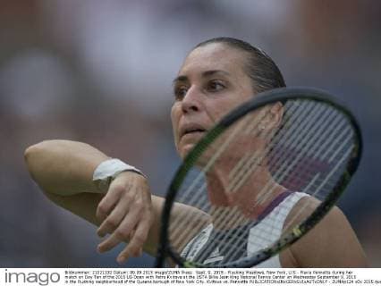 Sept. 9, 2015 - Flushing Meadows, New York, U.S - Flavia Pennetta during her match on Day Ten of the 2015 US Open with Petra Kvitova at the USTA Billie Jean King National Tennis Center on Wednesday September 9, 2015 in the Flushing neighborhood of the Queens borough of New York City. Kvitova vs. Pennetta - ZUMAp124