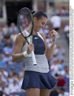 Sept. 9, 2015 - Flushing Meadows, New York, U.S - FLAVIA PENNETTA celebrates after winning her Women s Singles Quarterfinals match against P. Kvitova during the 2015 US Open tennis tournament at the USTA Billie Jean King National Tennis Center. Tennis 2015 - US Open - Day 10 - ZUMAp124