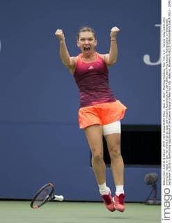 Sept. 9, 2015 - Flushing Meadows, New York, U.S - Simona Halep reacts after winning her match on Day Ten of the 2015 US Open with Victoria Azarenka at the USTA Billie Jean King National Tennis Center on Wednesday September 9, 2015 in the Flushing neighborhood of the Queens borough of New York City. Halep vs. Azarenka - ZUMAp124