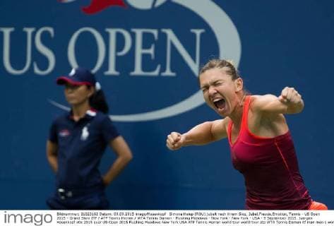Simona Halep (ROU) jubelt nach ihrem Sieg, Jubel,Freude,Emotion, Tennis - US Open 2015 - Grand Slam ITF ATP Tennis Herren WTA Tennis Damen - Flushing Meadows - New York - New York - USA - 9 September 2015. Juergen Hasenkopf