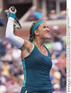 09 September 2015: Viktoria Azarenka (BLR) in action here loses 36, 64, 46 to Simona Halep (ROU) during their 4th round match of the 2015 US Open in Flushing Meadows, NY. TENNIS: SEP 09 US Open Icon1509091271 EDITORIAL USE ONLY