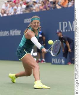 09 September 2015: Viktoria Azarenka (BLR) in action here loses 36, 64, 46 to Simona Halep (ROU) during their 4th round match of the 2015 US Open in Flushing Meadows, NY. TENNIS: SEP 09 US Open Icon1509091274 EDITORIAL USE ONLY