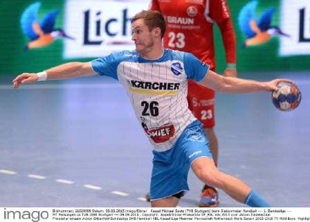 Kassel Michael Spatz (TVB Stuttgart) beim Siebenmeter Handball --- 1. Bundesliga --- MT Melsungen vs TVB 1898 Stuttgart --- 09.09.2015 , Copyright: Sippel Eibner-Pressefoto EP_RSL