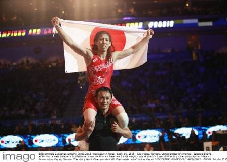 Sept. 09, 2015 - Las Vegas, Nevada, United States of America - Japan s SAORI YOSHIDA defeats Sweden s S. Mattison to win the Women Freestyle 53 KG weight class at the 2015 World Wrestling Championships at Orleans Arena in Las Vegas, Nevada. Wrestling World Championship WM Weltmeisterschaft in Las Vegas - ZUMAt114