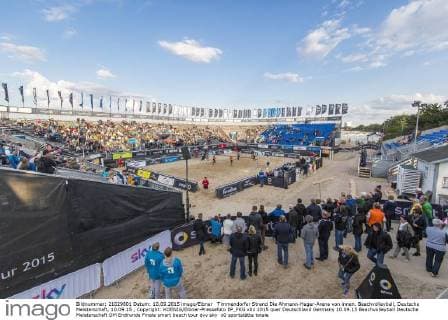 Timmendorfer Strand Die Ahmann-Hager-Arena von innen. Beachvolleyball, Deutsche Meisterschaft, 10.09.15 , Copyright: KOENIG Eibner-Pressefoto EP_FKG