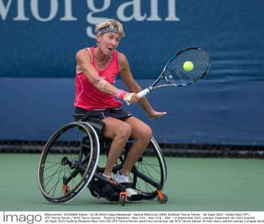 Sabine Ellerbrock (GER) Rollstuhl Tennis Tennis - US Open 2015 - Grand Slam ITF ATP Tennis Herren WTA Tennis Damen - Flushing Meadows - New York - New York - USA - 10 September 2015. Juergen Hasenkopf