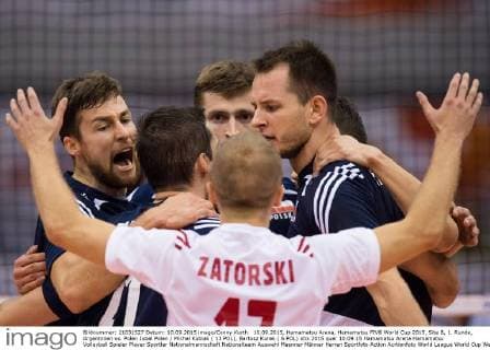 10.09.2015, Hamamatsu Arena, Hamamatsu FIVB World Cup 2015, Site B, 1. Runde, Argentinien vs. Polen Jubel Polen Michal Kubiak ( 13 POL), Bartosz Kurek ( 6 POL)