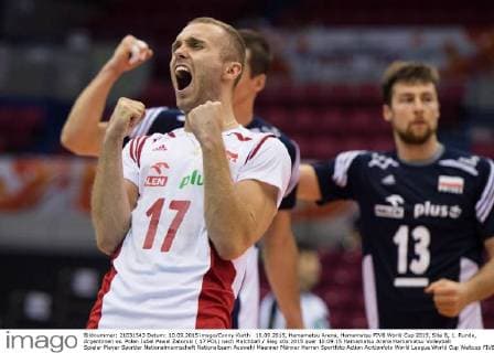 10.09.2015, Hamamatsu Arena, Hamamatsu FIVB World Cup 2015, Site B, 1. Runde, Argentinien vs. Polen Jubel Pawel Zatorski ( 17 POL) nach Matchball Sieg