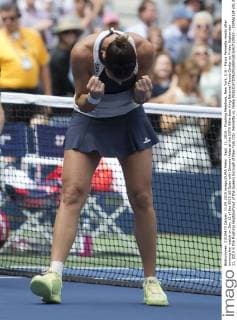 Sept. 11, 2015 - Flushing Meadows, New York, U.S - Flavia Pennetta reacts after winning her match on Day 12 of the 2015 US Open with Simona Halep at the USTA Billie Jean King National Tennis Center on Friday September 11, 2015 in the Flushing neighborhood of the Queens borough of New York City. Pennetta vs. Halep - ZUMAp124