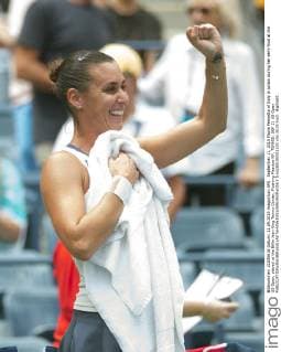 September 11, 2015 Flavia Pennetta of Italy in action during her semi-final at the US Open, played at the Billie Jean King Tennis Center, Flushing Meadow NY. TENNIS: SEP 11 US Open Icon250150911203 EDITORIAL USE ONLY