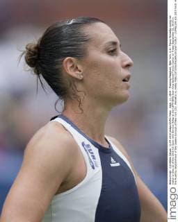Sept. 11, 2015 - Flushing Meadows, New York, U.S - Flavia Pennetta during her match on Day 12 of the 2015 US Open with Simona Halep at the USTA Billie Jean King National Tennis Center on Friday September 11, 2015 in the Flushing neighborhood of the Queens borough of New York City. Pennetta vs. Halep - ZUMAp124