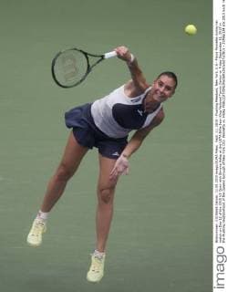 Sept. 11, 2015 - Flushing Meadows, New York, U.S - Flavia Pennetta during her match on Day 12 of the 2015 US Open with Simona Halep at the USTA Billie Jean King National Tennis Center on Friday September 11, 2015 in the Flushing neighborhood of the Queens borough of New York City. Pennetta vs. Halep - ZUMAp124