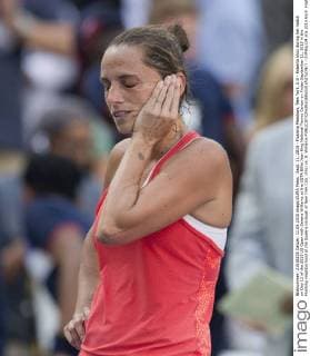 Sept. 11, 2015 - Flushing Meadows, New York, U.S - Roberta Vinci during her match on Day 12 of the 2015 US Open with Serena Williams at the USTA Billie Jean King National Tennis Center on Friday September 11, 2015 in the Flushing neighborhood of the Queens borough of New York City. Vinci vs. S. Williams - ZUMAp124