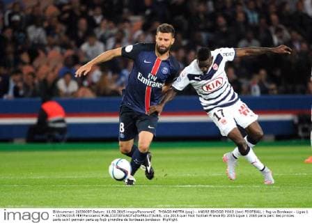 THIAGO MOTTA (psg) - ANDRE BIYOGO POKO (bor) FOOTBALL : Psg vs Bordeaux - Ligue 1 - 11 09 2015 FEP Panoramic 
