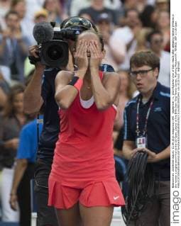 September 11, 2015 Roberta Vinci of Italy reacts after defeating Serena Williams in the women s singles semi-final at the US Open, played at the Billie Jean King Tennis Center, Flushing Meadow NY. TENNIS: SEP 11 US Open Icon250150911441 EDITORIAL USE ONLY