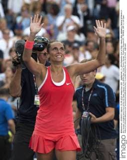 September 11, 2015 Roberta Vinci of Italy reacts after defeating Serena Williams in the women s singles semi-final at the US Open, played at the Billie Jean King Tennis Center, Flushing Meadow NY. TENNIS: SEP 11 US Open Icon250150911445 EDITORIAL USE ONLY