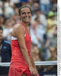 September 11, 2015 Roberta Vinci of Italy reacts after defeating Serena Williams in the women s singles semi-final at the US Open, played at the Billie Jean King Tennis Center, Flushing Meadow NY. TENNIS: SEP 11 US Open Icon250150911507 EDITORIAL USE ONLY
