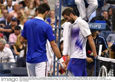Marin Cilic (CRO) Novak Djokovic (SRB) TENNIS : US Open 2015 - 11 09 2015 TennisMagazine Panoramic 