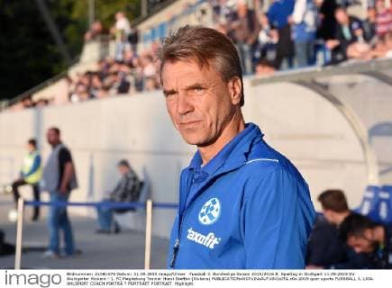 Fussball 3. Bundesliga Saison 2015 2016 8. Spieltag in Stuttgart 11.09.2015 SV Stuttgarter Kickers - 1. FC Magdeburg Trainer Horst Steffen (Kickers) 