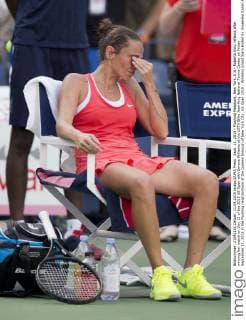 Sept. 11, 2015 - Flushing Meadows, New York, U.S - Roberta Vinci reflects after winning her match on Day 12 of the 2015 US Open with Serena Williams at the USTA Billie Jean King National Tennis Center on Friday September 11, 2015 in the Flushing neighborhood of the Queens borough of New York City. US Open 2015 : Williams Grand Slam Ended by Unseeded Italian - ZUMAp124