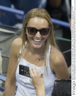 Sept. 11, 2015 - Flushing Meadows, New York, U.S - Jelena Ristic, wife of Novak Djokovic takes selfies during after his match on Day 12 of the 2015 US Open with Marin Cilic at the USTA Billie Jean King National Tennis Center on Friday September 11, 2015 in the Flushing neighborhood of the Queens borough of New York City. Djokovic won 6-0, 6-1, 6-2. Djokovic vs. Cilic - ZUMAp124