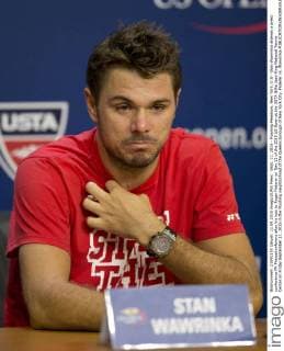 Sept. 11, 2015 - Flushing Meadows, New York, U.S - Stan Wawrinka attends a press conference PK Pressekonferenz after his loss to Roger Federer on Day 12 of the 2015 US Open at the USTA Billie Jean King National Tennis Center on Friday September 11, 2015 in the Flushing neighborhood of the Queens borough of New York City. Federer vs. Wawrinka - ZUMAp124