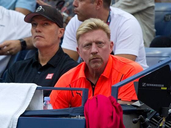 Fitnesstrainer Gebhard Gritsch und Boris Becker, Coach von Novak Djokovic in der Spielerloge, Tennis - US Open 2015 - Grand Slam ITF ATP Tennis Herren WTA Tennis Damen - Flushing Meadows - New York - New York - USA - 11 September 2015. Juergen Hasenkopf