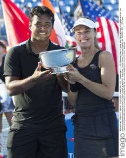 September 11, 2015 Leander Paes of India, and Martina Hingis of Switzerland win the mixed doubles championship at the US Open, played at the Billie Jean King Tennis Center, Flushing Meadow NY. TENNIS: SEP 11 US Open Icon2501509111072 EDITORIAL USE ONLY