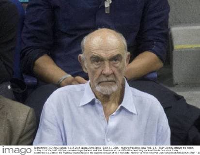 Sept. 11, 2015 - Flushing Meadows, New York, U.S - Sean Connery attends the match on Day 12 of the 2015 US Open between Roger Federer and Stan Wawrinka at the USTA Billie Jean King National Tennis Center on Friday September 11, 2015 in the Flushing neighborhood of the Queens borough of New York City. Federer vs. Wawrinka - ZUMAp124
