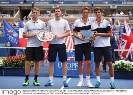 Pierre Hugues Herbert (FRA) Nicolas Mahut (FRA) holen den Doppel-Sieg Jamie Murray (FRA) John Peers (AUS) TENNIS : US Open 2015 - 12 09 2015 TennisMagazine Panoramic 