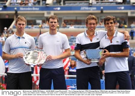 Pierre Hugues Herbert (FRA) Nicolas Mahut (FRA) holen den Doppel-Sieg Jamie Murray (FRA) John Peers (AUS) TENNIS : US Open 2015 - 12 09 2015 TennisMagazine Panoramic 