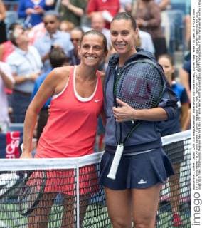 Roberta Vinci und Flavia Pennetta, Damen Finale Tennis - US Open 2015 - Grand Slam ITF ATP Tennis Herren WTA Tennis Damen - Flushing Meadows - New York - New York - USA - 12 September 2015. Juergen Hasenkopf
