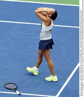 Flavia Pennetta reacts after defeating Roberta Vinci, also of Italy, in the two sets of their women s final match at Arthur Ashe Stadium during the US Open Tennis Championships at the USTA Billie Jean King National Tennis Center in New York City on September 12, 2015. Pennetta won 7-6, 6-2.  NYP20150912306 MONIKAxGRAFF