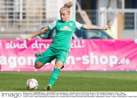 Michelle Ulbrich (SV Werder Bremen, 5) Freisteller, Einzelbild, Aktion, Action, Fussball, Allianz Frauen-Bundesliga, FF USV Jena - SV Werder Bremen, xdgx