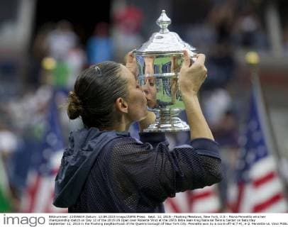 Sept. 12, 2015 - Flushing Meadows, New York, U.S - Flavia Pennetta wins her championship match on Day 12 of the 2015 US Open over Roberta Vinci at the USTA Billie Jean King National Tennis Center on Saturday September 12, 2015 in the Flushing neighborhood of the Queens borough of New York City. Pennetta won by a score of7-6(7-4), 6-2. Pennetta vs. Vinci - ZUMAp124
