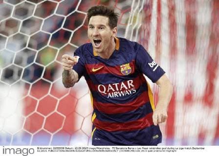 FC Barcelona Barca s Leo Messi celebrates goal during La Liga match.September 12,2015.  (2015091291)