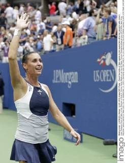 Flavia Pennetta of Italy waves to her supporters after her straight sets victory over Roberta Vinci of Italy in the Women s Final in Arthur Ashe Stadium at the US Open Tennis Championships at the USTA Billie Jean King National Tennis Center in New York City on September 12, 2015. Pennetta wins the match 7-6, 6-2 becoming the first Italian women to win a US Open and also announced her possible retirement at the Trophy Ceremony.  NYP20150912123 JOHNxANGELILLO