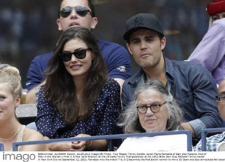 Paul Wesley Torrey DeVitto watch Flavia Pennetta of Italy play Roberta Vinci of Italy in the Women s Final in Arthur Ashe Stadium at the US Open Tennis Championships at the USTA Billie Jean King National Tennis Center in New York City on September 12, 2015. Pennetta wins the match 7-6, 6-2 becoming the first Italian women to win a US Open and also announced her possible retirement at the Trophy Ceremony.  NYP20150912131 JOHNxANGELILLO