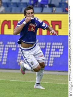 Dario Lezcano, FCL, Jubel beim 1:0, FC Luzern - Grasshopper Club Zuerich, Super League, Fussball, 13.09.2015 