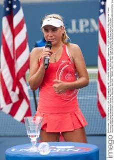 FLUSHING MEADOWS, NY - September 13, 2015: Sofia Kenin (USA) during the Trophy Ceremony after being defeating by Dalma Galfi (HUN) 75 64 during the Junior Girls Singles - Final of the 2015 US Open at the USTA Billy Jean King National Tennis Center in Flushing Meadows, New York. TENNIS: SEP 13 US Open Icon150913092 EDITORIAL USE ONLY