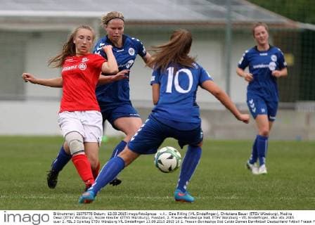 v.li.: Gina Rilling (VfL Sindelfingen), Christiane Bauer (ETSV Würzburg), Medina Desic (ETSV Würzburg), Nicole Kreußer (ETSV Würzburg), Fussball, 2. Frauen-Bundesliga Süd, ETSV Würzburg - VfL Sindelfingen, xfsx