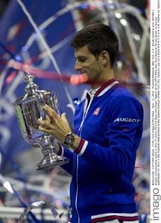 Sept. 13, 2015 - Flushing Meadows, New York, U.S - Novak Djokovic wins the Men s Singles Championship match on Day 14 of the 2015 US Open with Roger Federer at the USTA Billie Jean King National Tennis Center on Sunday September 13, 2015 in the Flushing neighborhood of the Queens borough of New York City. Djokovic won by a score of 6-4, 7-5, 6-4, 6-4. Federer vs. Djokovic - ZUMAp124