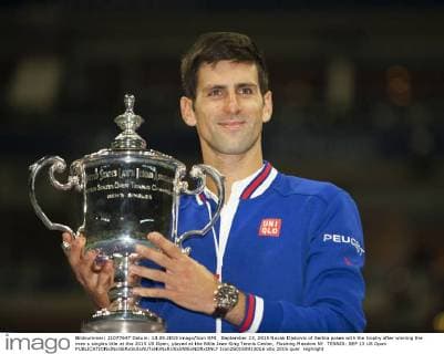 September 13, 2015 Novak Djokovic of Serbia poses with the trophy after winning the men s singles title at the 2015 US Open, played at the Billie Jean King Tennis Center, Flushing Meadow NY. TENNIS: SEP 13 US Open Icon250150913016 EDITORIAL USE ONLY