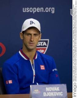 Sept. 13, 2015 - Flushing Meadows, New York, U.S - Novak Djokovic during a press conference PK Pressekonferenz after winning the Men s Singles Championship match on Day 14 of the 2015 US Open with Roger Federer at the USTA Billie Jean King National Tennis Center on Sunday September 13, 2015 in the Flushing neighborhood of the Queens borough of New York City. Djokovic won by a score of 6-4, 7-5, 6-4, 6-4. Federer vs. Djokovic - ZUMAp124