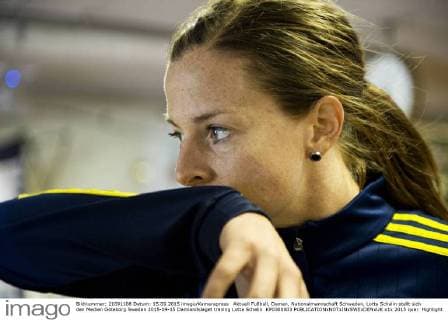 Aktuell Fußball, Damen, Nationalmannschaft Schweden, Lotta Schelin stellt sich den Medien Göteborg Sweden 2015-09-15 Damlandslaget träning Lotta Schelin KP0300003 