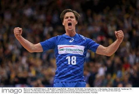 Mittwoch 09.09.2015, Handball, Herren, 1. Bundesliga, Saison 2015 16, Hamburger SV Handball - SG Flensburg-Handewitt : Jubel Hans Lindberg (Hamburger SV) DeFodi502